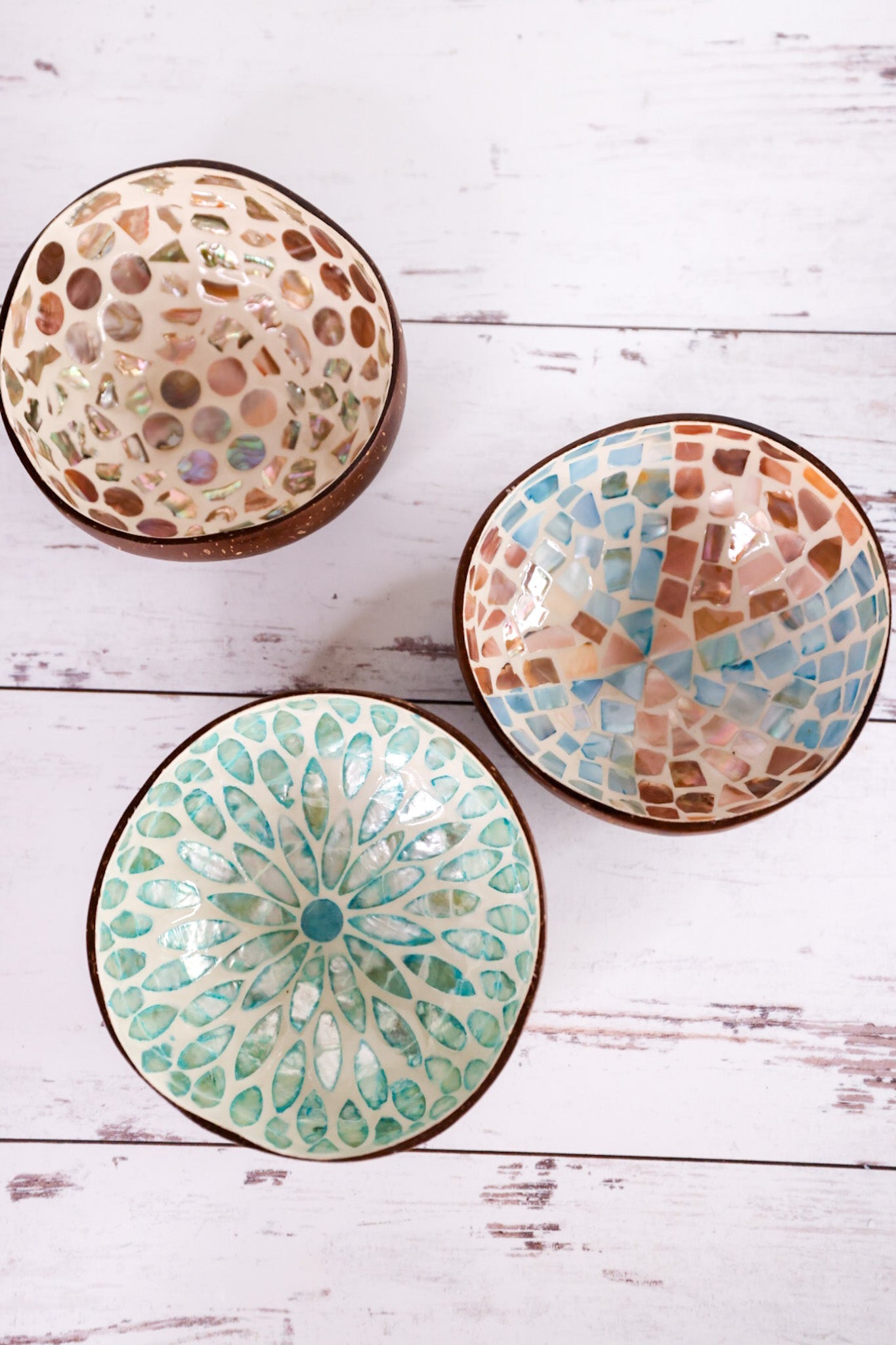 Capiz Shell Tabletop Bowl (3 Styles) - Whiskey Skies - YOUNG'S INC