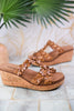 Caramel Wedge Sandals with Floral Straps - Whiskey Skies - CORKYS FOOTWEAR