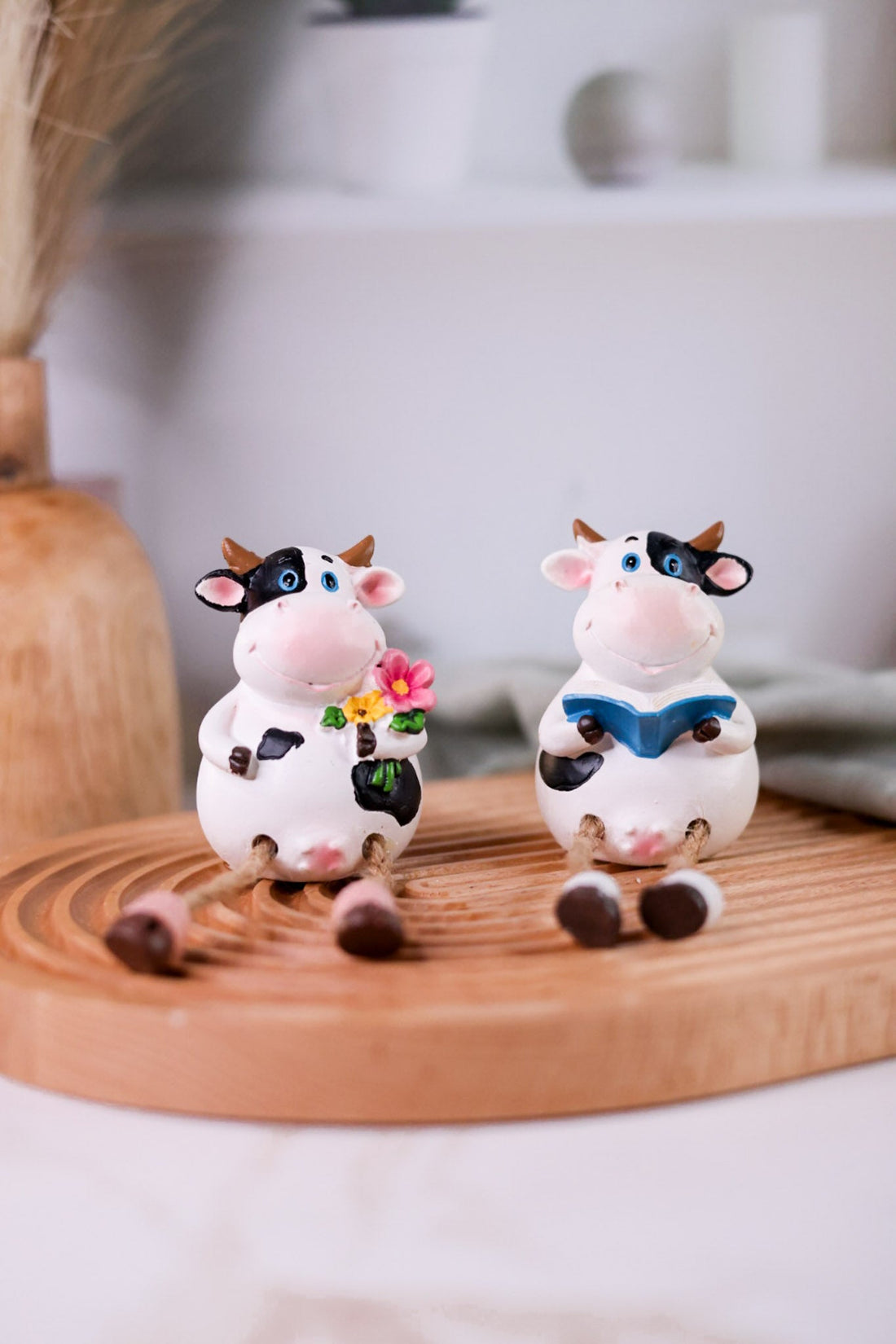 Carefree Cow Dangling Leg Tabletop Sitters (2 Styles) - Whiskey Skies - HANNA'S HANDIWORKS