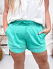 Caribbean Green French Terry Stevie Shorts - Whiskey Skies - MICHELLE MAE