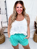 Caribbean Green French Terry Stevie Shorts - Whiskey Skies - MICHELLE MAE