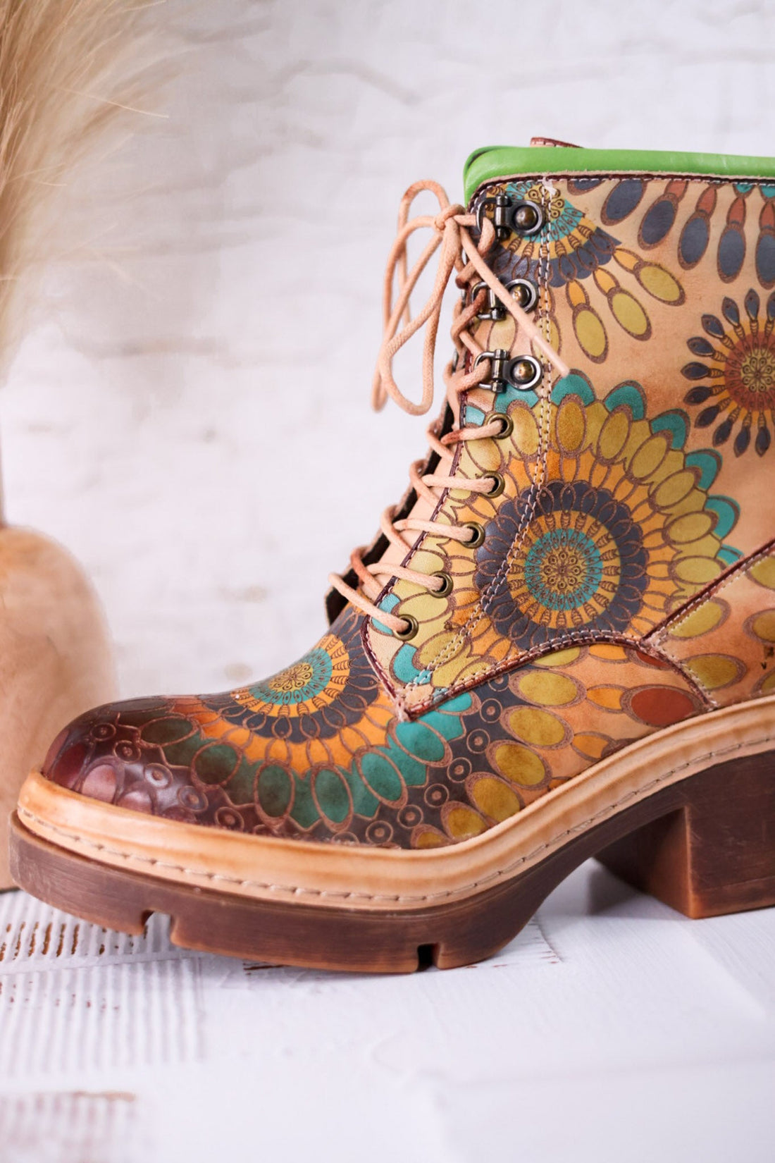 Carnivale Colorful Leather Boots With Platform Heel - Whiskey Skies - SPRING FOOTWEAR