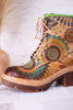 Carnivale Colorful Leather Boots With Platform Heel - Whiskey Skies - SPRING FOOTWEAR