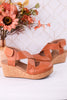 Case Closed Cognac Wedges - Whiskey Skies - CORKYS FOOTWEAR