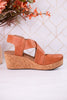 Case Closed Cognac Wedges - Whiskey Skies - CORKYS FOOTWEAR