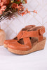 Case Closed Cognac Wedges - Whiskey Skies - CORKYS FOOTWEAR