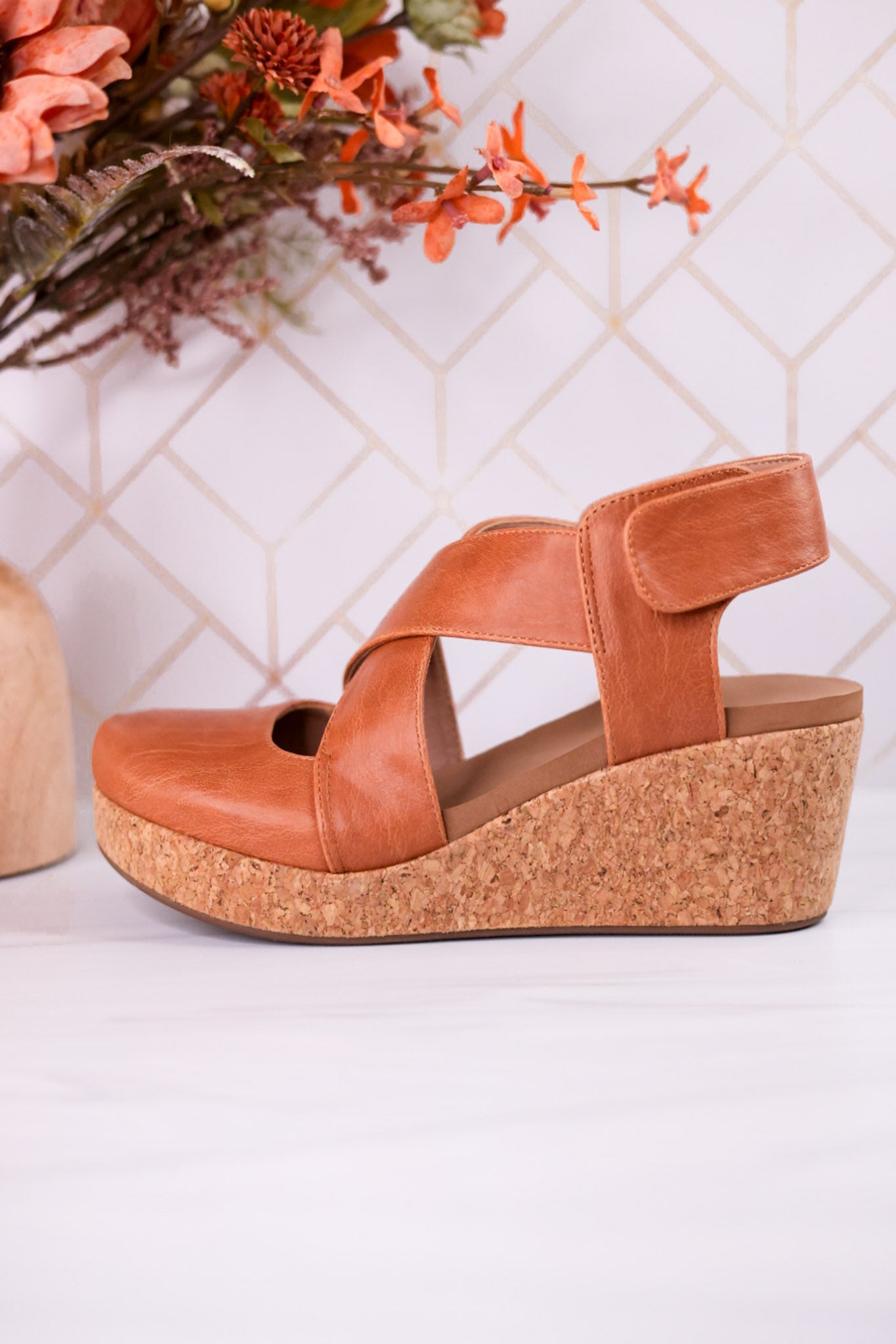 Case Closed Cognac Wedges - Whiskey Skies - CORKYS FOOTWEAR