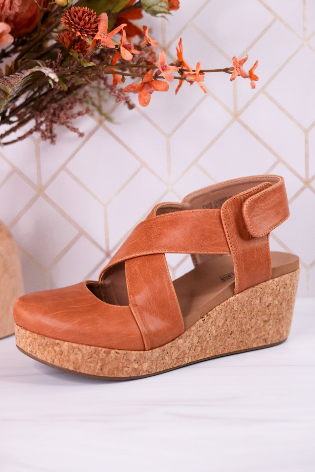Case Closed Cognac Wedges - Whiskey Skies - CORKYS FOOTWEAR