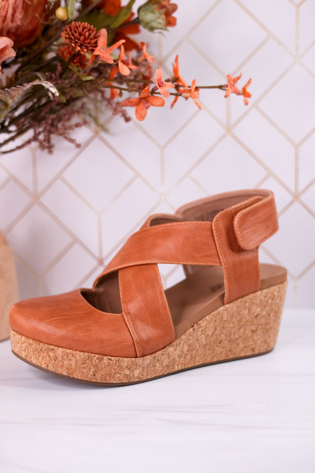 Case Closed Cognac Wedges - Whiskey Skies - CORKYS FOOTWEAR
