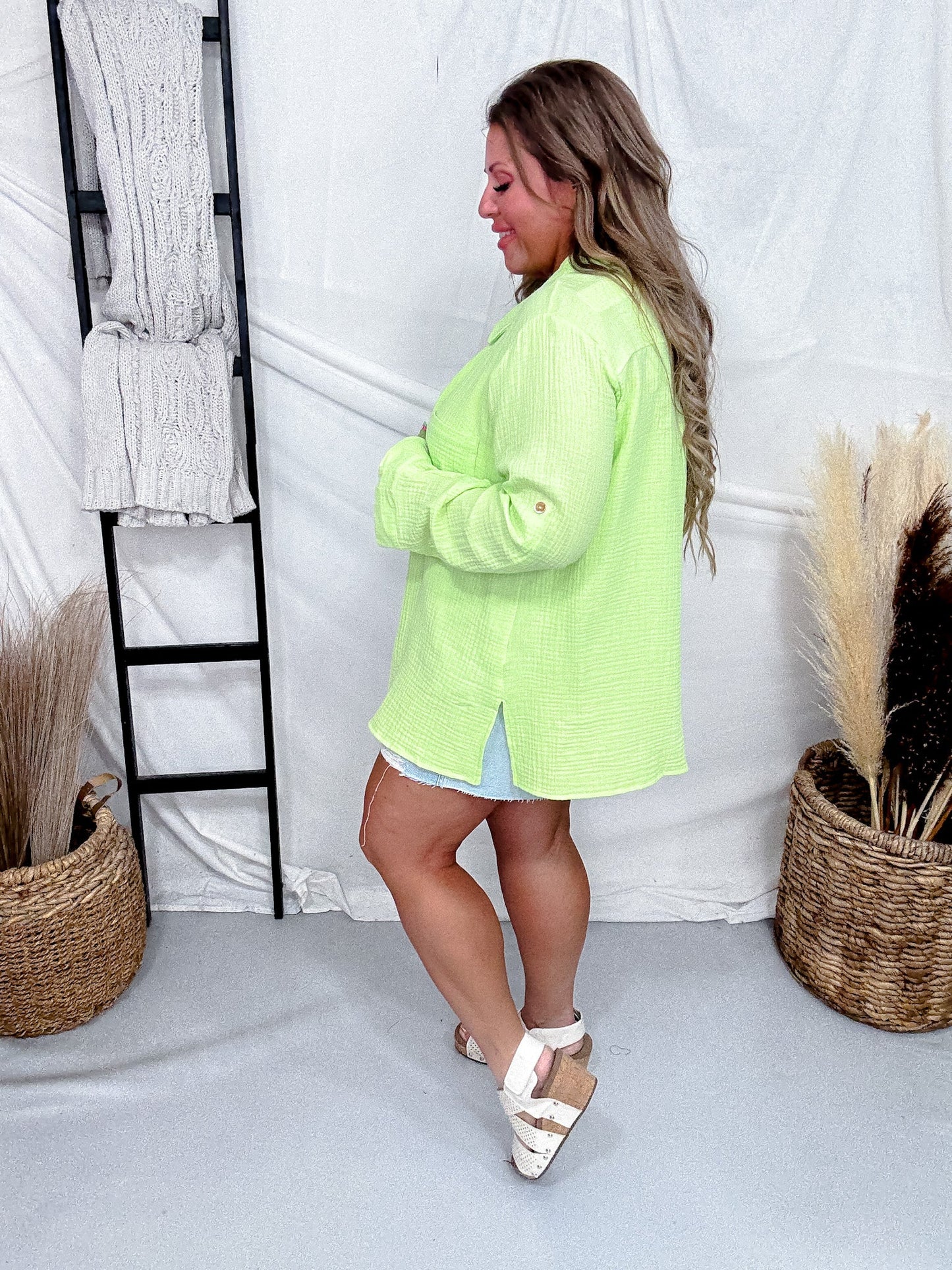 Celia Button Down Lightweight Long Sleeve Top (4 Colors) - Whiskey Skies - DEAR SCARLETT