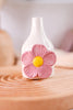 Ceramic Bud Vase With Pink Flower - Whiskey Skies - MUD PIE