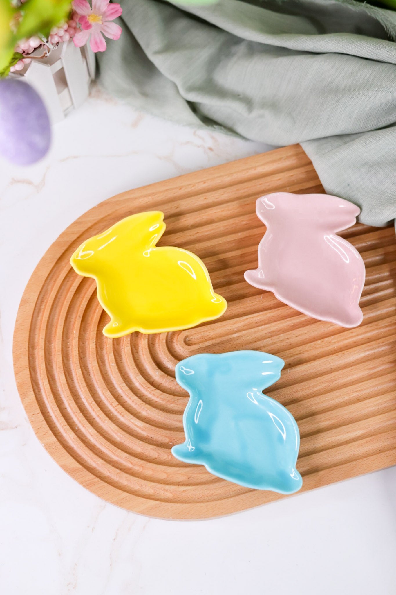Ceramic Easter Bunny Trinket Tray (3 Colors) - Whiskey Skies - C & F ENTERPRISES