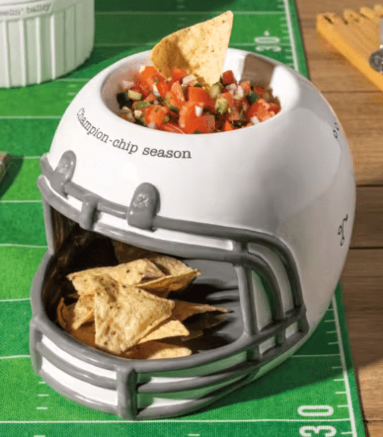 Ceramic Football Helmet Chip & Dip Serving Dish - Whiskey Skies - MUD PIE