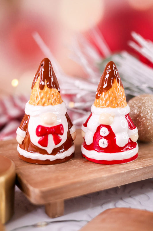 Ceramic Santa Gnome Salt and Pepper Shaker - Whiskey Skies - YOUNG'S INC