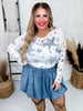 Chambray Denim Mini Skirt W/ Elastic Waist - Whiskey Skies - SWEET GENERIS