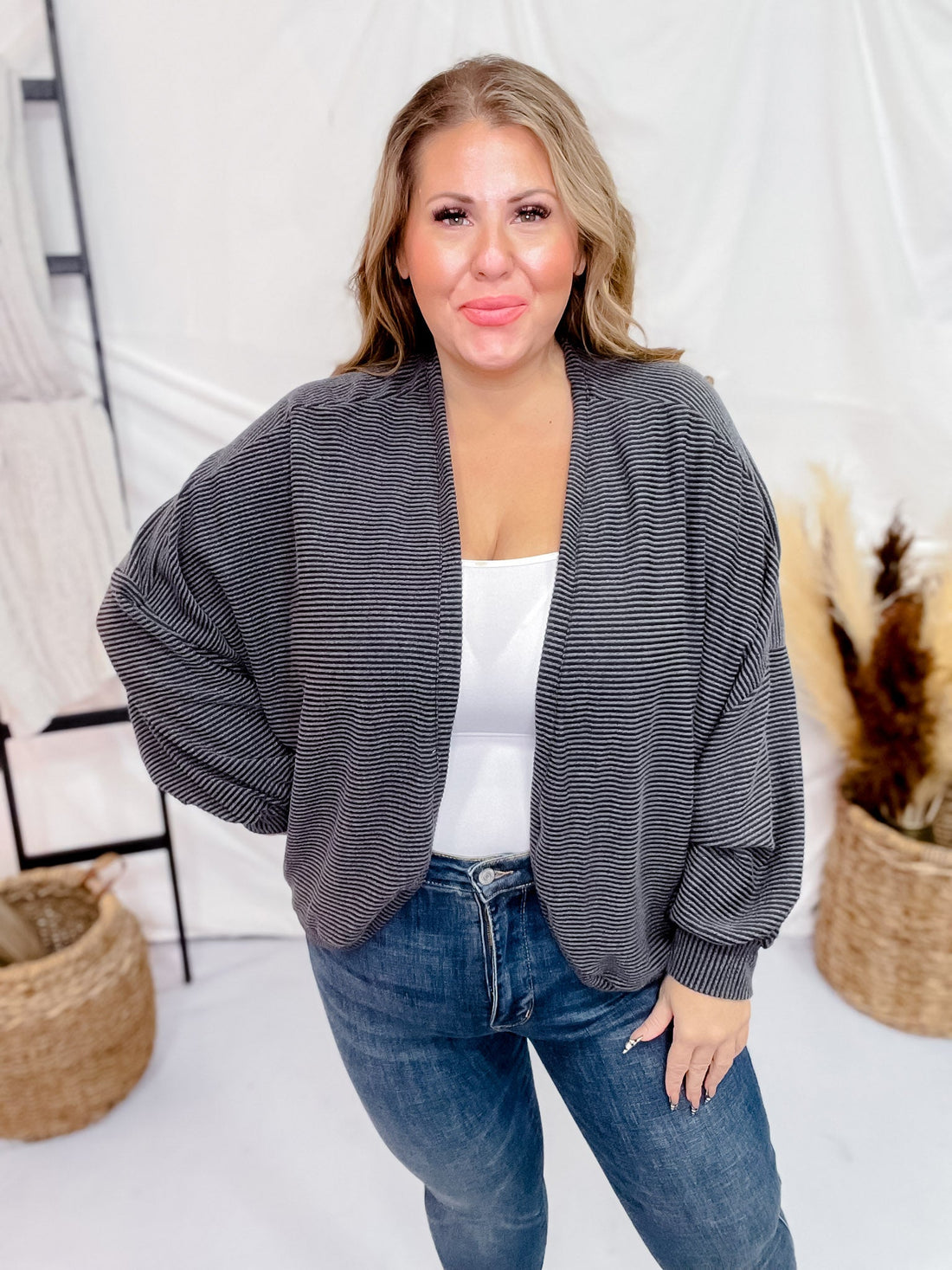 Charcoal Dolman Sleeve Cardigan - Whiskey Skies - BLUMIN