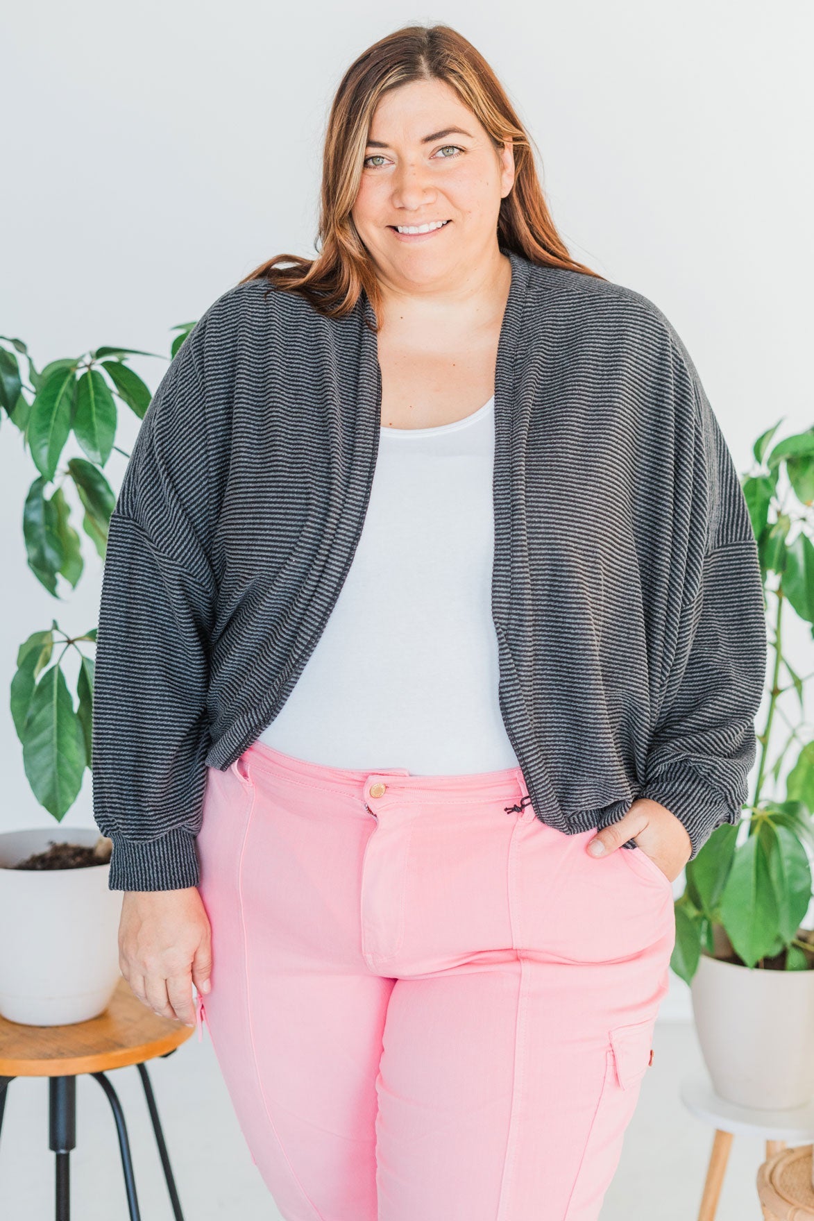 Charcoal Dolman Sleeve Cardigan - Whiskey Skies - BLUMIN