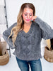 Charcoal Gray Vintage Vibe Cable Knit Sweater - Whiskey Skies - SWEET GENERIS