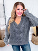 Charcoal Gray Vintage Vibe Cable Knit Sweater - Whiskey Skies - SWEET GENERIS