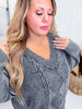 Charcoal Gray Vintage Vibe Cable Knit Sweater - Whiskey Skies - SWEET GENERIS