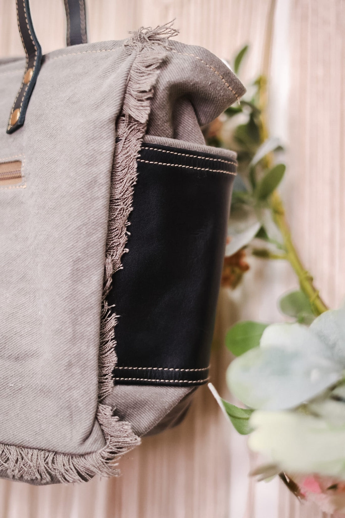 Charcoal Grey Aztec Print Tote - Whiskey Skies - MYRA BAGS