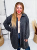 Charcoal Long Button Front Cardigan - Whiskey Skies - STYLIVE