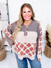Charcoal Mixed Print Long Sleeve Henley Top - Whiskey Skies - POL CLOTHING INC.