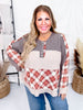 Charcoal Mixed Print Long Sleeve Henley Top - Whiskey Skies - POL CLOTHING INC.