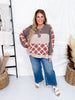 Charcoal Mixed Print Long Sleeve Henley Top - Whiskey Skies - POL CLOTHING INC.
