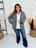 Charcoal Ribbed Button Down Cardigan - Whiskey Skies - STYLIVE