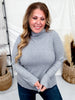 Charcoal Shimmer Mock Neck Sweater With Long Sleeves - Whiskey Skies - ENTRO
