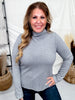 Charcoal Shimmer Mock Neck Sweater With Long Sleeves - Whiskey Skies - ENTRO