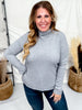 Charcoal Shimmer Mock Neck Sweater With Long Sleeves - Whiskey Skies - ENTRO