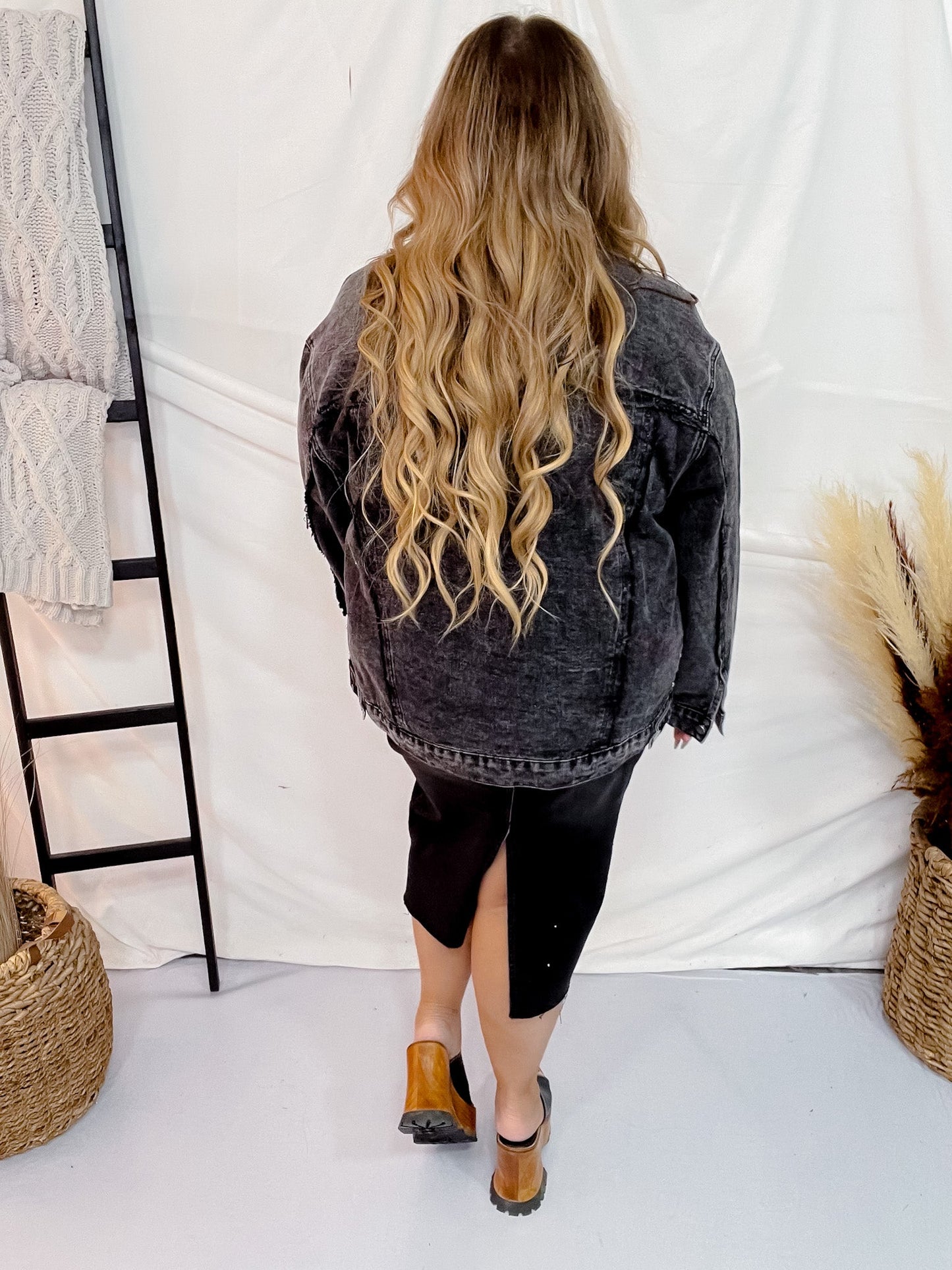 Charcoal Washed And Studded Jacket - Whiskey Skies - ANDREE BY UNIT