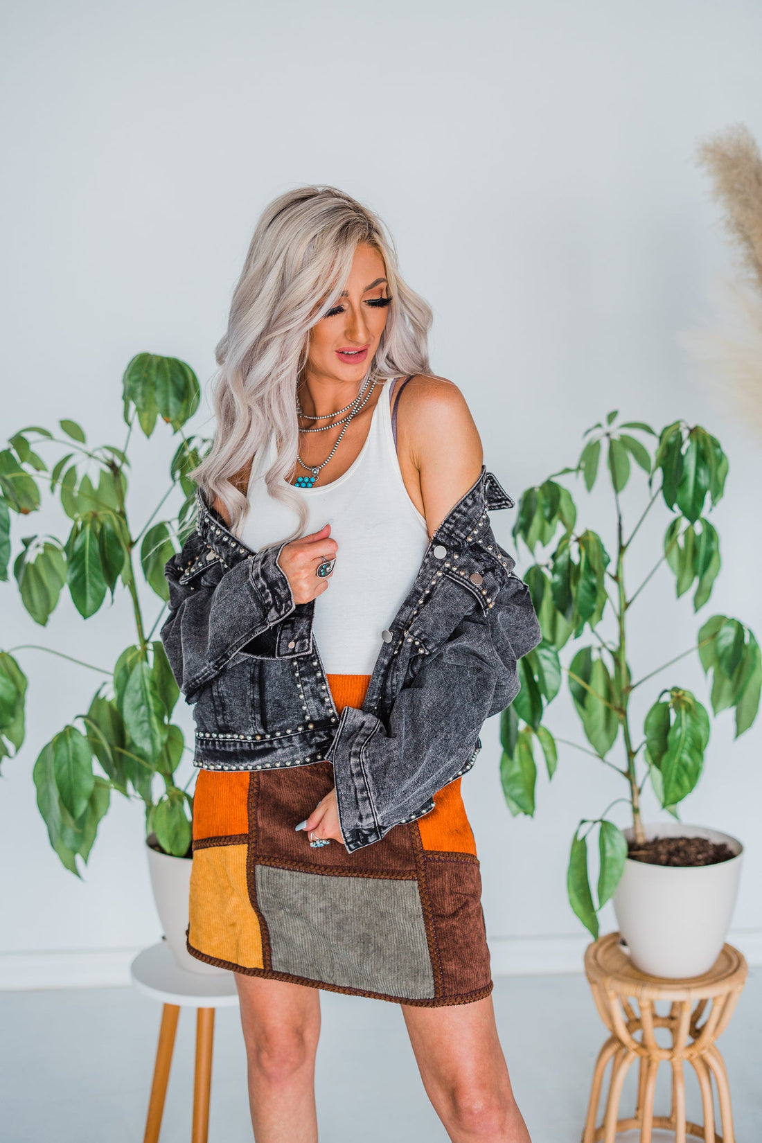 Charcoal Washed And Studded Jacket - Whiskey Skies - ANDREE BY UNIT