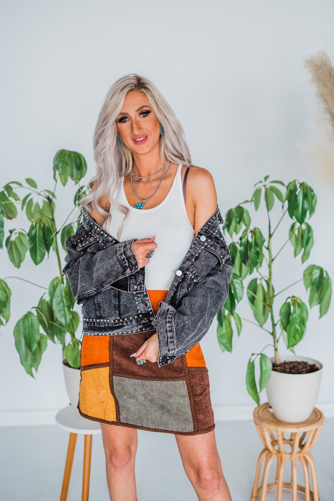 Charcoal Washed And Studded Jacket - Whiskey Skies - ANDREE BY UNIT