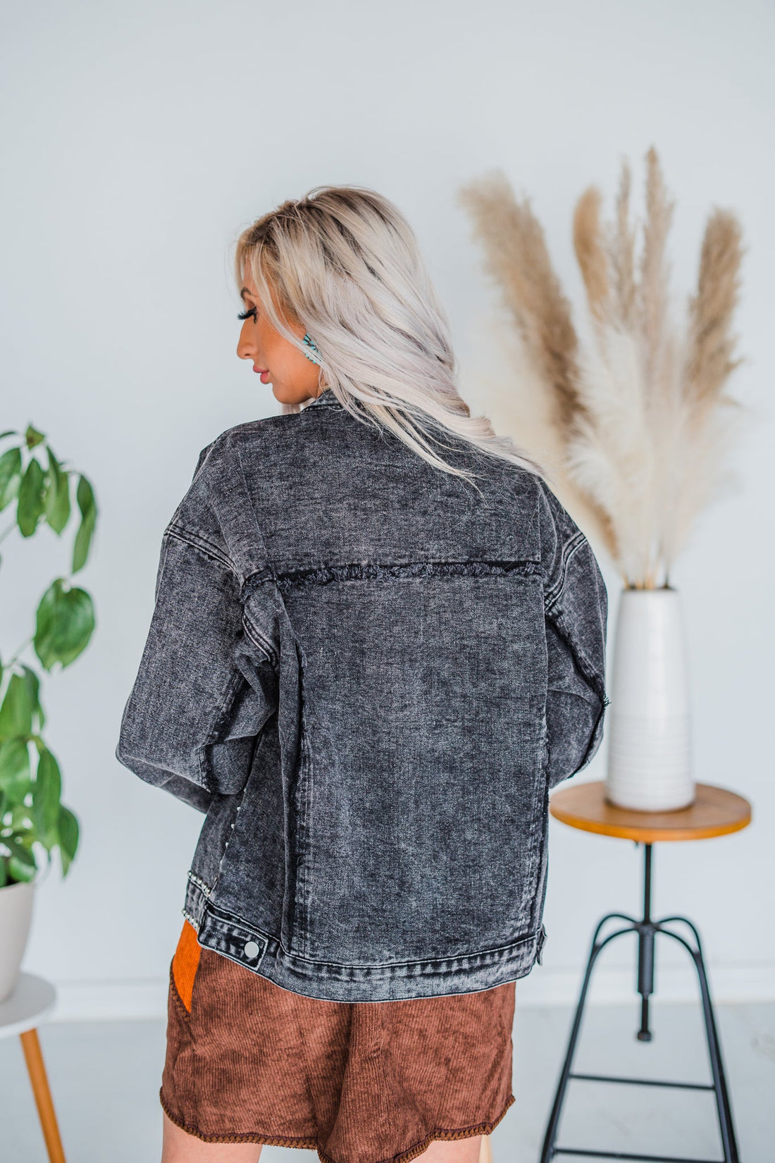 Charcoal Washed And Studded Jacket - Whiskey Skies - ANDREE BY UNIT
