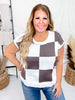 Charcoal & White Sleeveless Checkered Lightweight Knit Top - Whiskey Skies - WHITE BIRCH