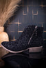 Charming Black Leopard Ankle Booties - Whiskey Skies - VERY G