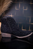Charming Black Leopard Ankle Booties - Whiskey Skies - VERY G