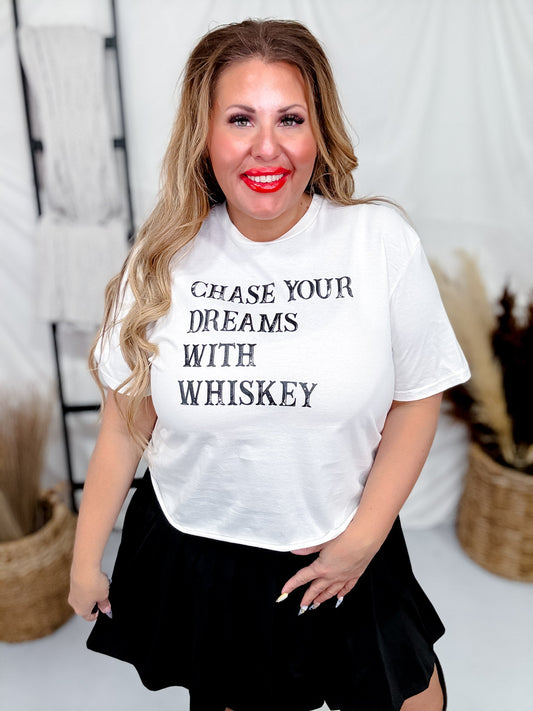 Chase Your Dreams with Whiskey Midi Graphic Tee - Whiskey Skies - ALI DEE