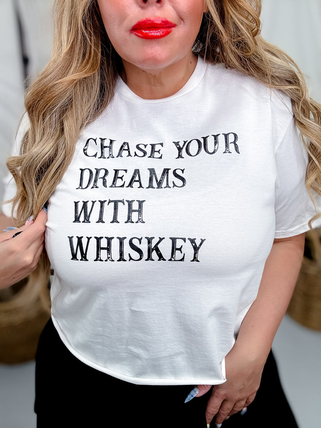 Chase Your Dreams with Whiskey Midi Graphic Tee - Whiskey Skies - ALI DEE