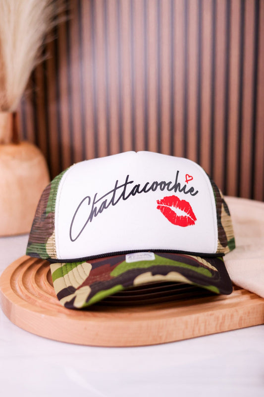 Chattacoochie Camo & White Trucker Hat - Whiskey Skies - TRASH FLOWERS TRUCKER HATS