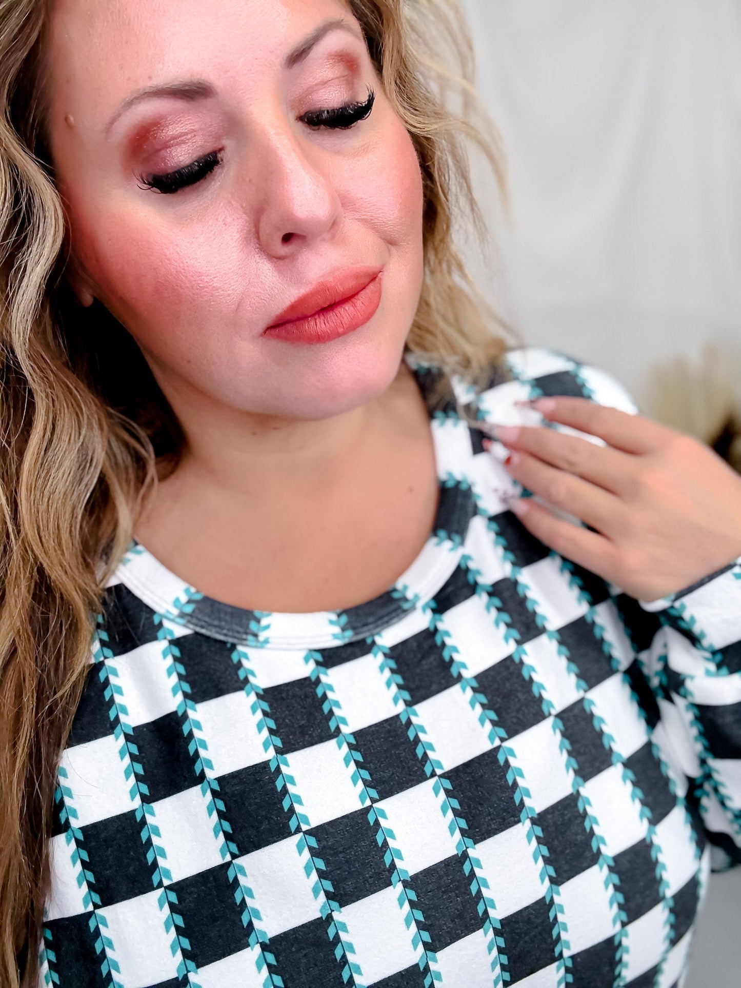 Checked In Long Sleeve Sweater - Whiskey Skies - STERLING KREEK