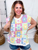 Checker Floral Pattern Sweater Vest - Whiskey Skies - BIBI