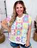 Checker Floral Pattern Sweater Vest - Whiskey Skies - BIBI