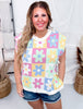 Checker Floral Pattern Sweater Vest - Whiskey Skies - BIBI