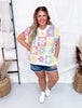Checker Floral Pattern Sweater Vest - Whiskey Skies - BIBI