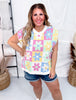 Checker Floral Pattern Sweater Vest - Whiskey Skies - BIBI