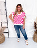 Checker Print Scoop Neck Knit Top - Whiskey Skies - BIBI